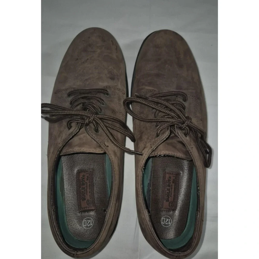 Bugle Boy Justin  men's leather upper brown dress shoes sz 12‎ lace up man made